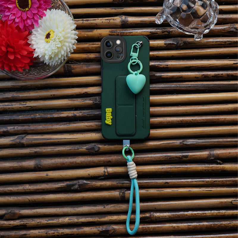 AYKIZ Designed Magnetic Stand & Holder,Decorative Hard Heart Keychain Cover for IPhone 12 Pro