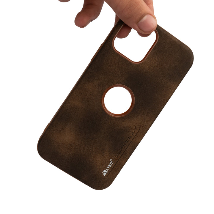 AYKIZ Designed Premium Vegan Leather Matt Finish Material Back Cover for IPhone 12 (6.1 Inch)
