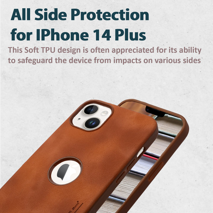 AYKIZ® Original Designed Premium Vegan Leather Matt Finish Material Back Cover for IPhone 14 Plus(6.7 Inch)
