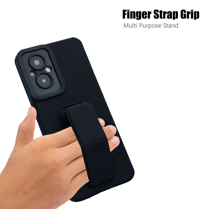 AYKIZ Designed For Oppo F21/F21s Pro 5G Magnetic Stand & Holder, Vertical & Horizontal Hand Strap Multi Kickstand,Finger Strap Back Cover