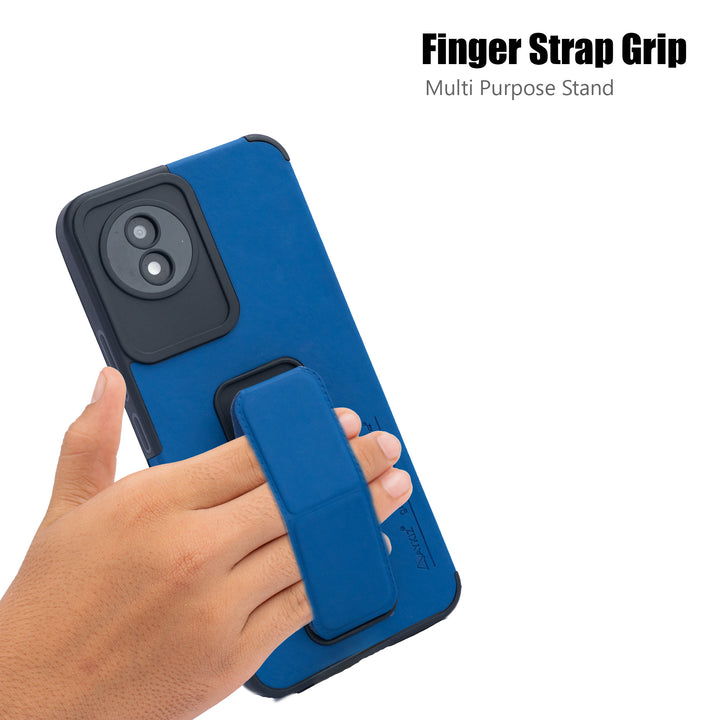 AYKIZ Designed For Vivo Y02/Y02T Magnetic Stand & Holder, Vertical & Horizontal Hand Strap Multi Kickstand,Finger Strap Back Cover