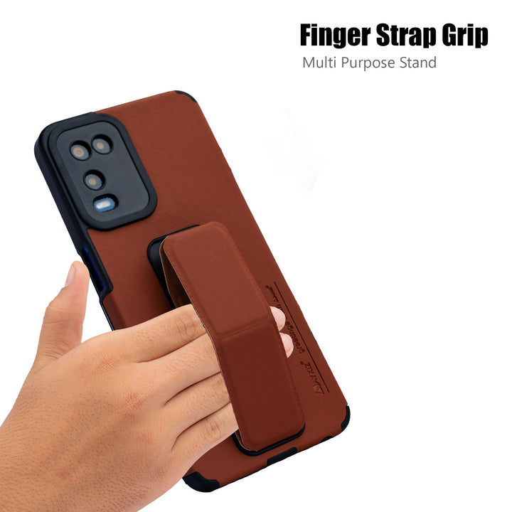 AYKIZ Designed For Oppo A54 4G Magnetic Stand & Holder, Vertical & Horizontal Hand Strap Multi Kickstand,Finger Strap Back Cover