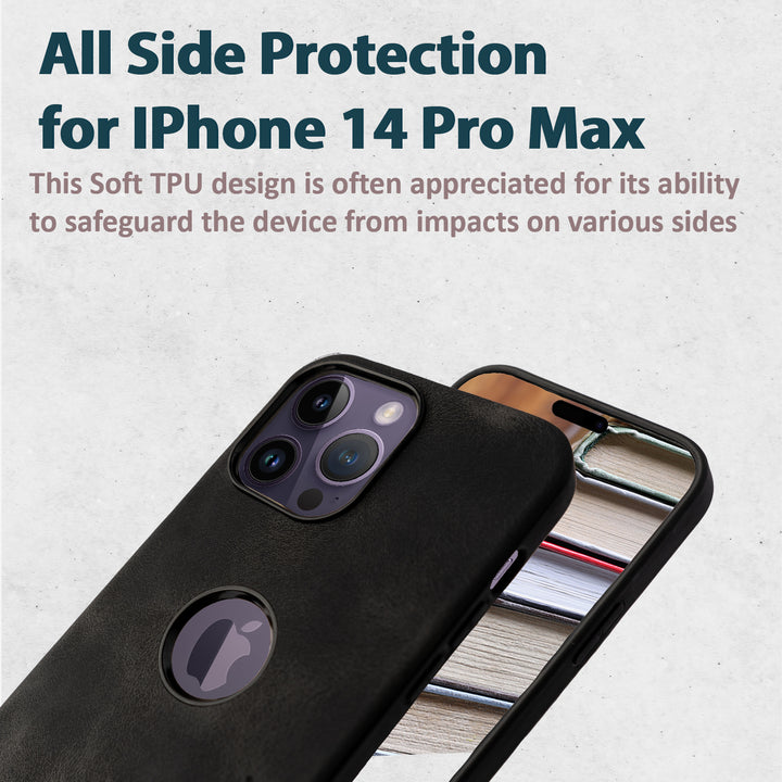AYKIZ Designed Premium Vegan Leather Matt Finish Material Back Cover for IPhone 14 Pro Max(6.7 Inch)