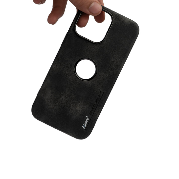 AYKIZ Designed Premium Vegan Leather Matt Finish Material Back Cover for IPhone 14 Pro (6.1 Inch)
