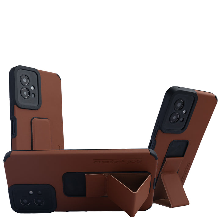 AYKIZ Designed For Vivo Y75 5G/T1 5G Magnetic Stand & Holder, Vertical & Horizontal Hand Strap Multi Kickstand,Finger Strap Back Cover