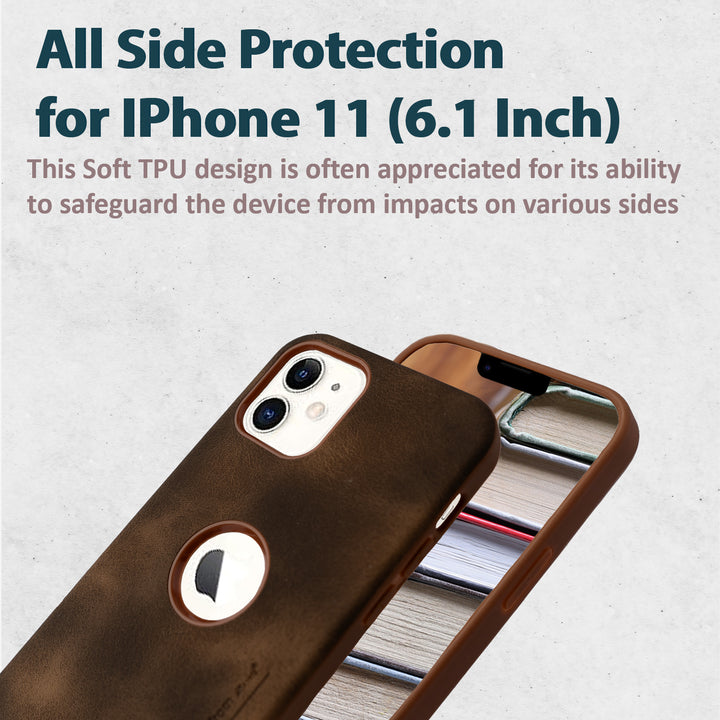 AYKIZ Designed Premium Vegan Leather Matt Finish Material Back Cover for IPhone 11(6.1 Inch)