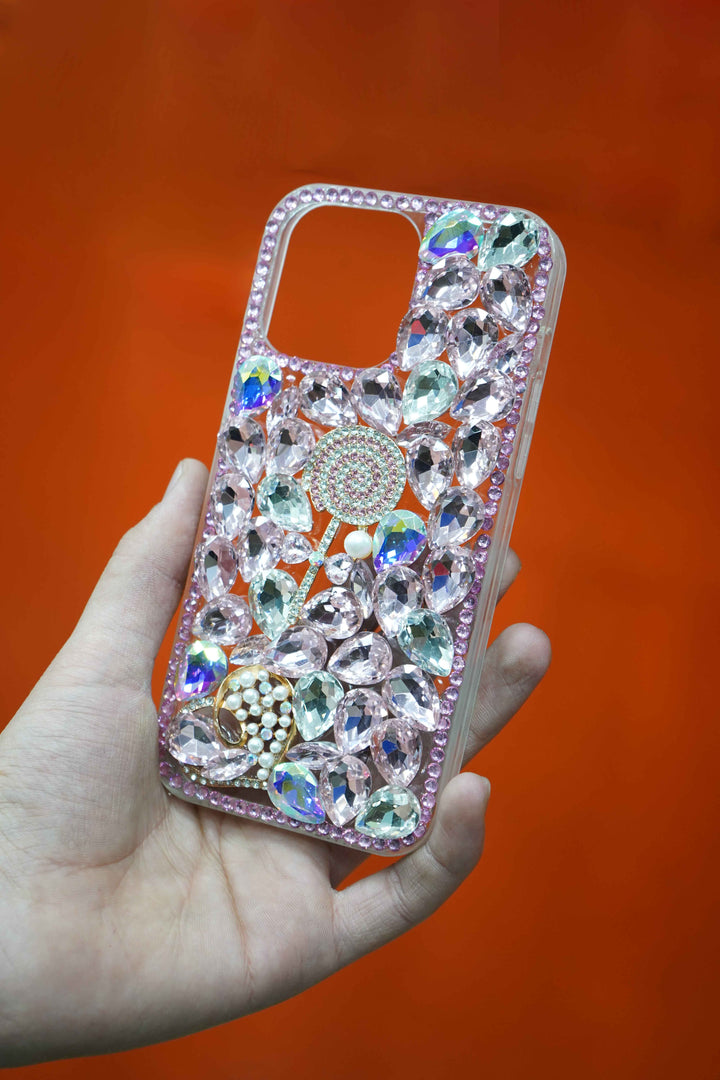 Candy 3D Glitter Bling Sparkle Case Luxury Round Mirror Shiny Crystal Rhinestone Diamond Cover Bumper Clear Glitter Case For Girls