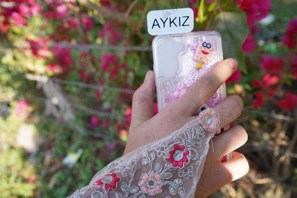 Glitter Character Phone Case Liquid Quicksand Glitter Sequin Protective Back Cover for Vivo X Series