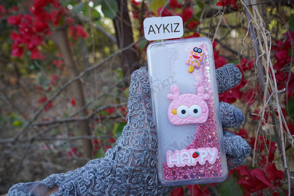 Glitter Character Phone Case Liquid Quicksand Glitter Sequin Protective Back Cover for Realme