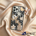 3D Bling Luxury Shiny Crystal Rhinestone Diamond Back Cover with Attractive keychain with Cutee toy car & Attractive Key Chain for IPhone 12 Pro Max (6.7 Inch)