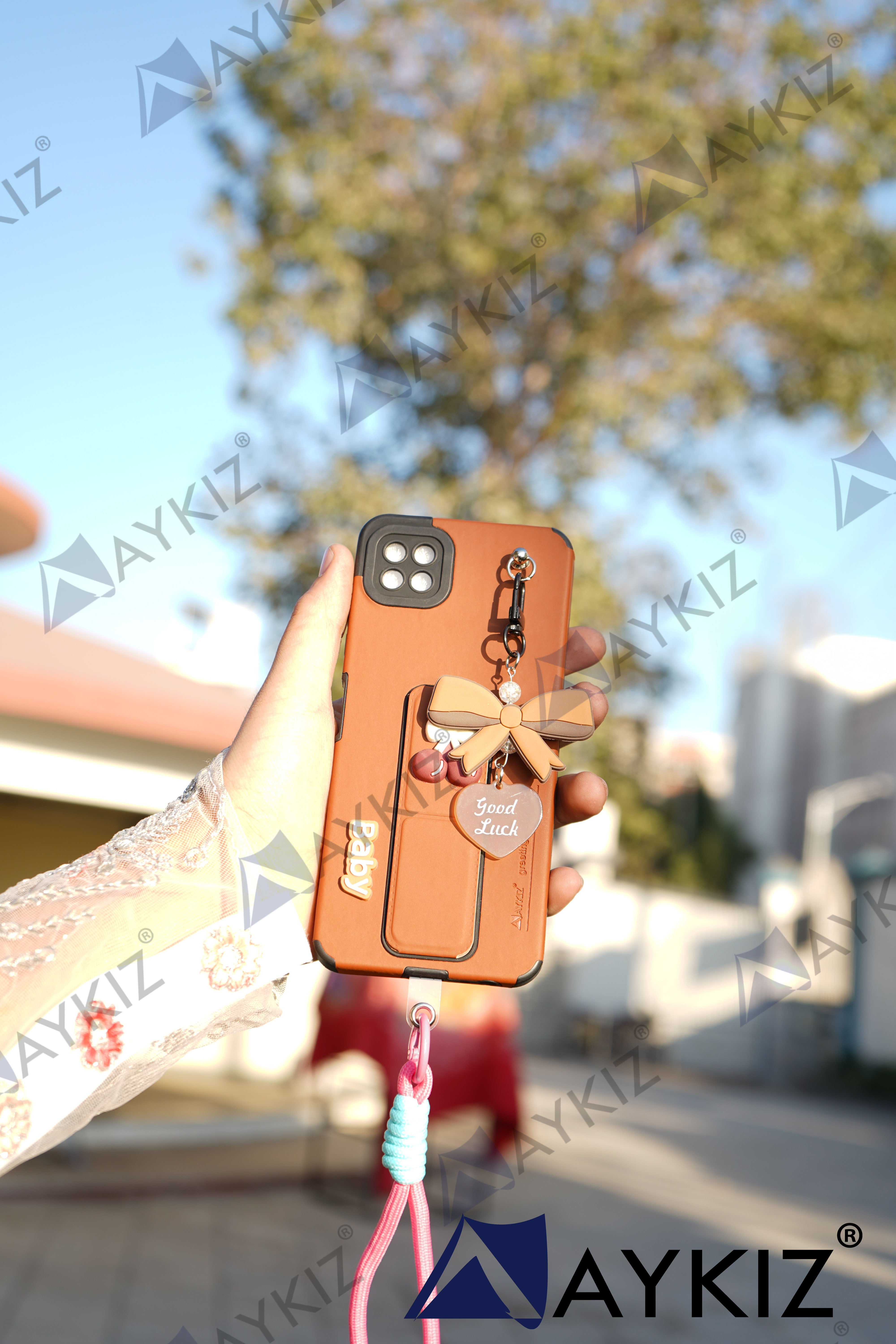 Hanging Cute Keychain Magnetic Stand & Finger Strap Back Cover for IPhone