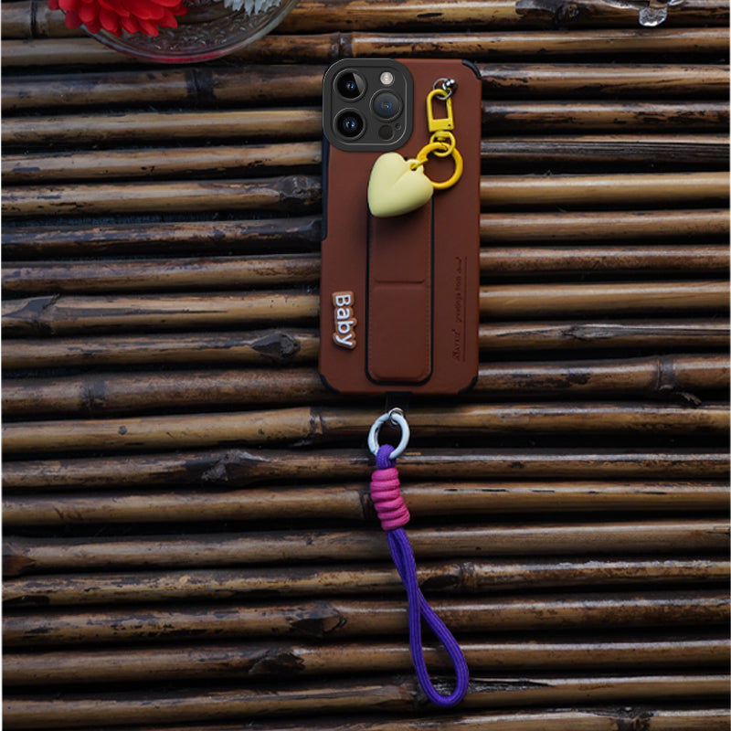 AYKIZ Designed Magnetic Stand & Holder,Decorative Hard Heart Keychain Cover for IPhone 14 Pro