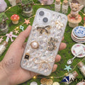 3D Bling Sparkle Luxury Ribbon Bow Crystal Rhinestone Diamond Back Case for IPhone 14 Plus (6.7 Inch)