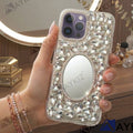 3D Bling Sparkle Luxury Round Mirror Shiny Crystal Rhinestone Diamond Case for IPhone 14 Pro Max (6.7 Inch)