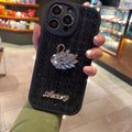 AYKIZ Designed Stylish Diamond Soft Back Cover with Camera Protection for Woman/Girls Black