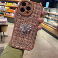 AYKIZ Designed Stylish Diamond Soft Back Cover with Camera Protection for Woman/Girls Gold Brown