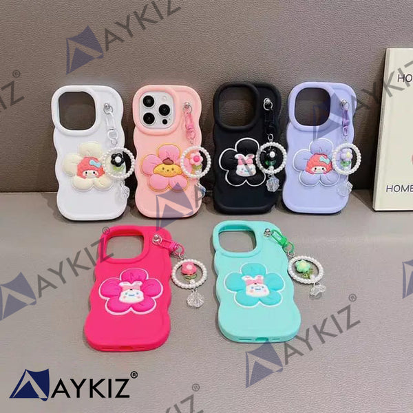 Creative Flower Design with Keychain Soft Case Protective Back Cover for Vivo