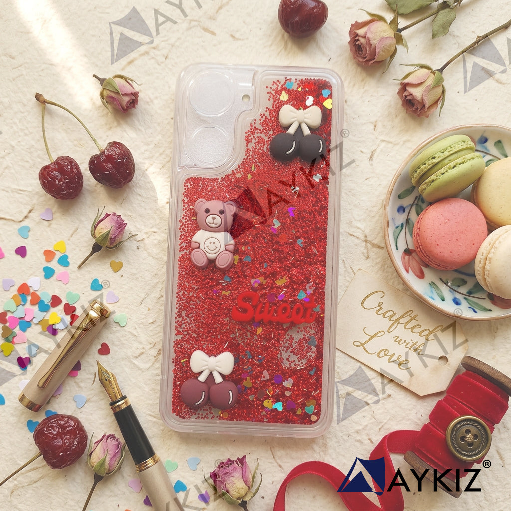 Glitter Character Phone Case Liquid Quicksand Sequin Protective Back Cover for Vivo