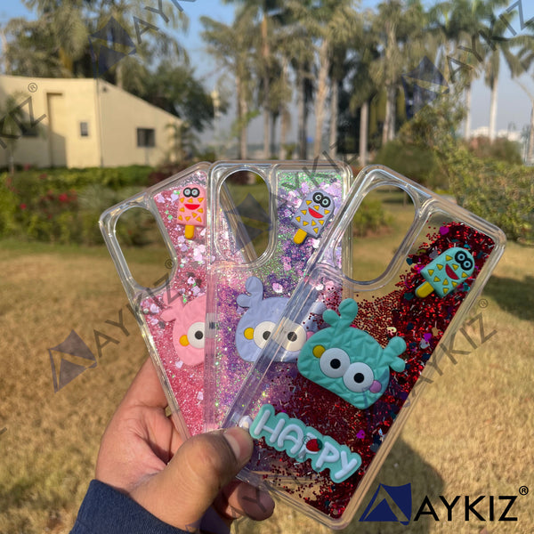 Glitter Character Phone Case Liquid Quicksand Glitter Sequin Protective Back Cover for Vivo