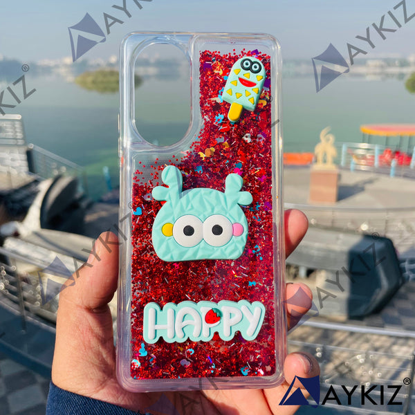 Glitter Character Phone Case Liquid Quicksand Glitter Sequin Protective Back Cover for Realme