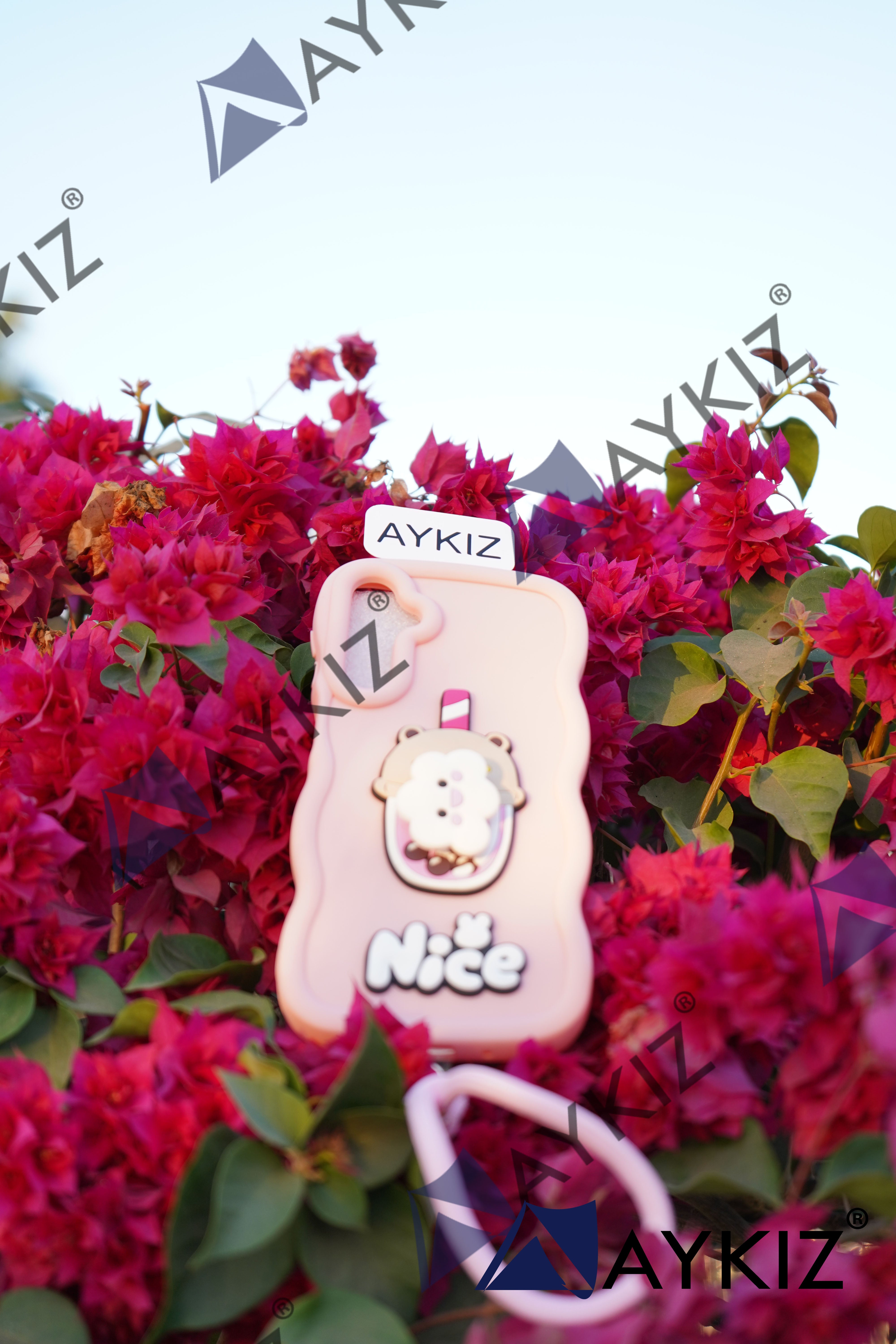 A Beautiful Spinning Sundae Icecream Design with Charm wrist Protective Back Cover for IPhone 16 Series