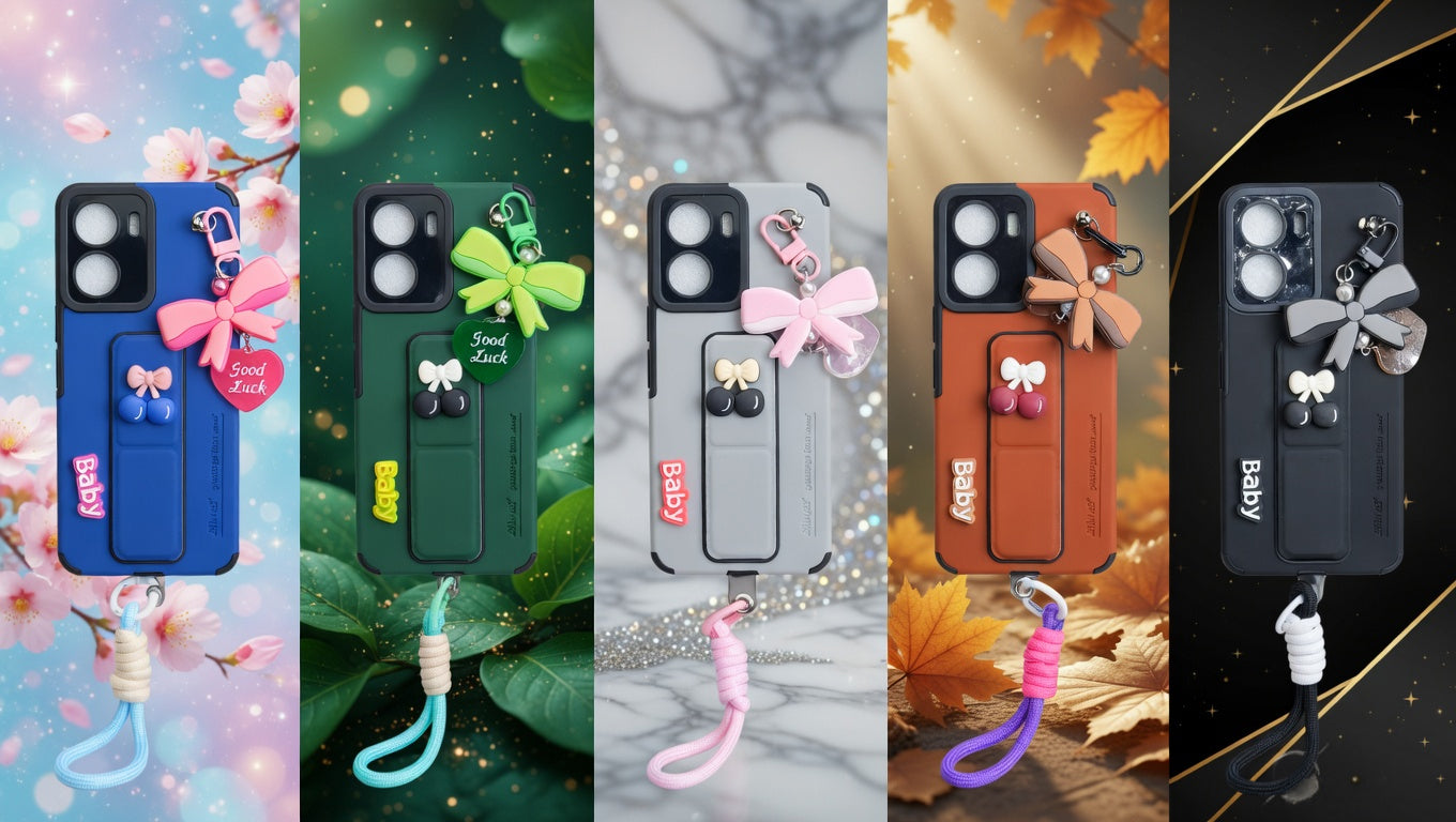 Hanging Cute Keychain Magnetic Stand & Finger Strap Back Cover for IPhone