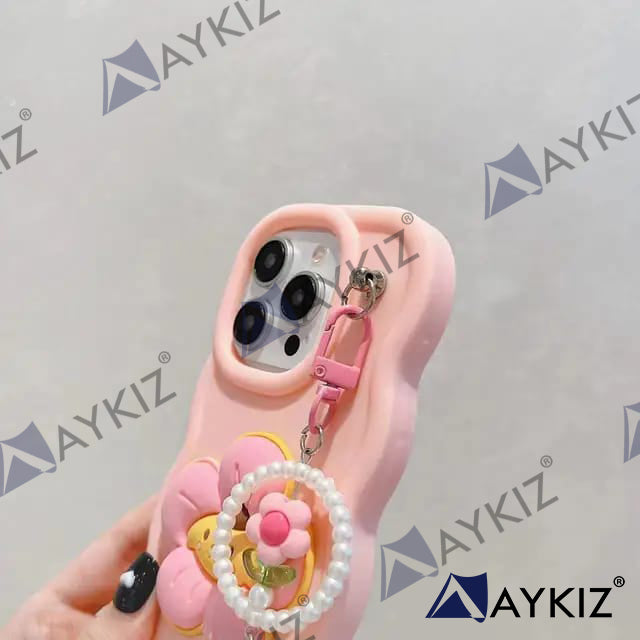 Creative Flower Design with Keychain Soft Case Protective Back Cover for Realme