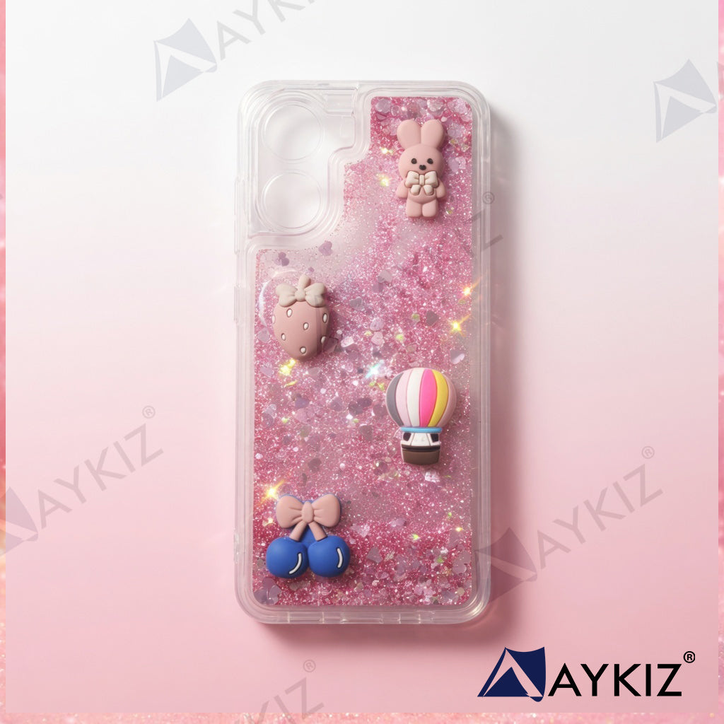 Glitter Character Phone Case Liquid Quicksand Sequin Protective Back Cover for Vivo