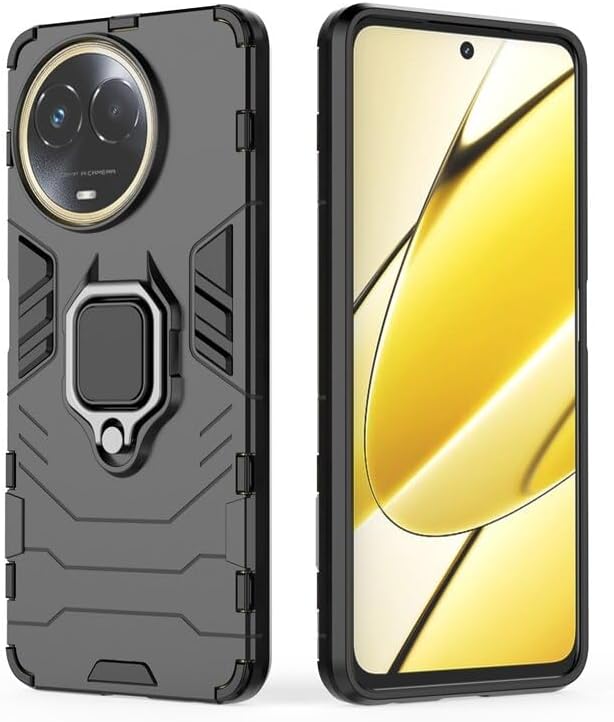 Aykiz Dual Layer Armor Defender Full Body Protective Back Case for Realme 11 5G / 11X 5G / narzo 60X 5G / C67 5G Black