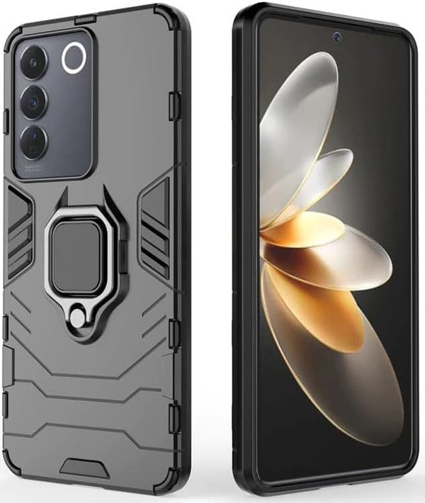 Aykiz Dual Layer Armor Defender Full Body Protective Back Case for Vivo Y200e 5G Black