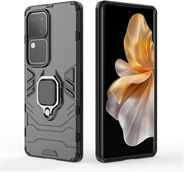 Aykiz Dual Layer Armor Defender Full Body Protective Back Case for Vivo V30/Vivo V30 Pro 5G Black