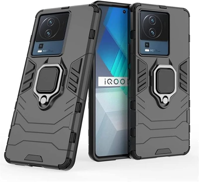 Aykiz Dual Layer Armor Defender Full Body Protective Back Case for iQOO Neo 7 5G / Neo 7 Pro 5G Black