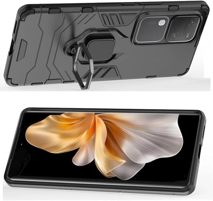Aykiz Dual Layer Armor Defender Full Body Protective Back Case for Vivo V30/Vivo V30 Pro 5G Black