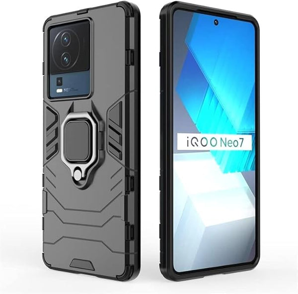 Aykiz Dual Layer Armor Defender Full Body Protective Back Case for iQOO Neo 7 5G / Neo 7 Pro 5G Black