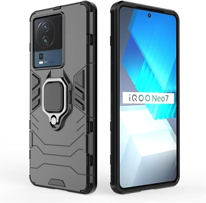 Aykiz Dual Layer Armor Defender Full Body Protective Back Case for iQOO Neo 7 5G / Neo 7 Pro 5G Black