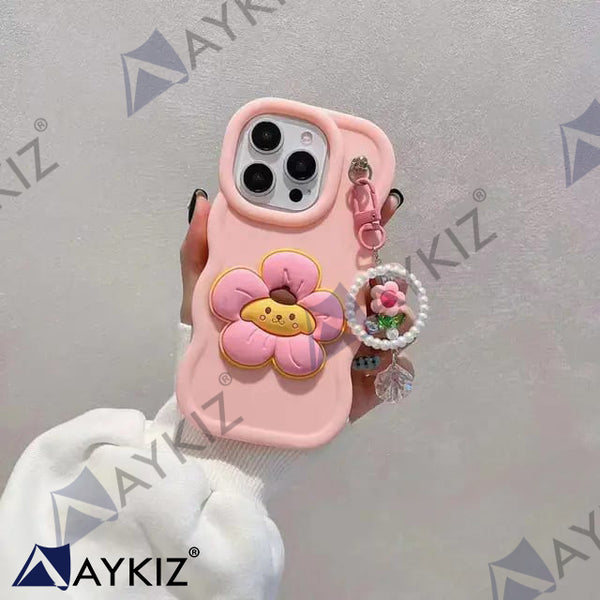 Creative Flower Design with Keychain Soft Case Protective Back Cover for Samsung S Series