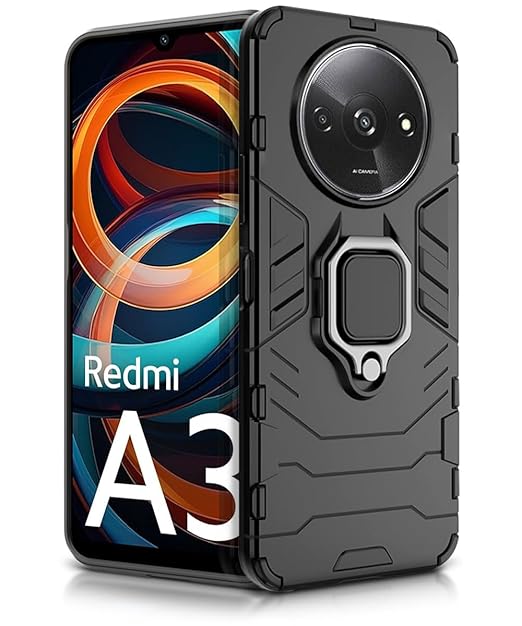 Aykiz Dual Layer Armor Defender Full Body Protective Back Case for Redmi A3X/A3 2024 Black