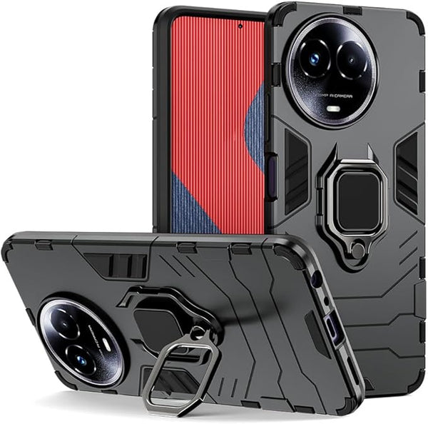 Aykiz Dual Layer Armor Defender Full Body Protective Back Case for Realme 11 5G / 11X 5G / narzo 60X 5G / C67 5G Black