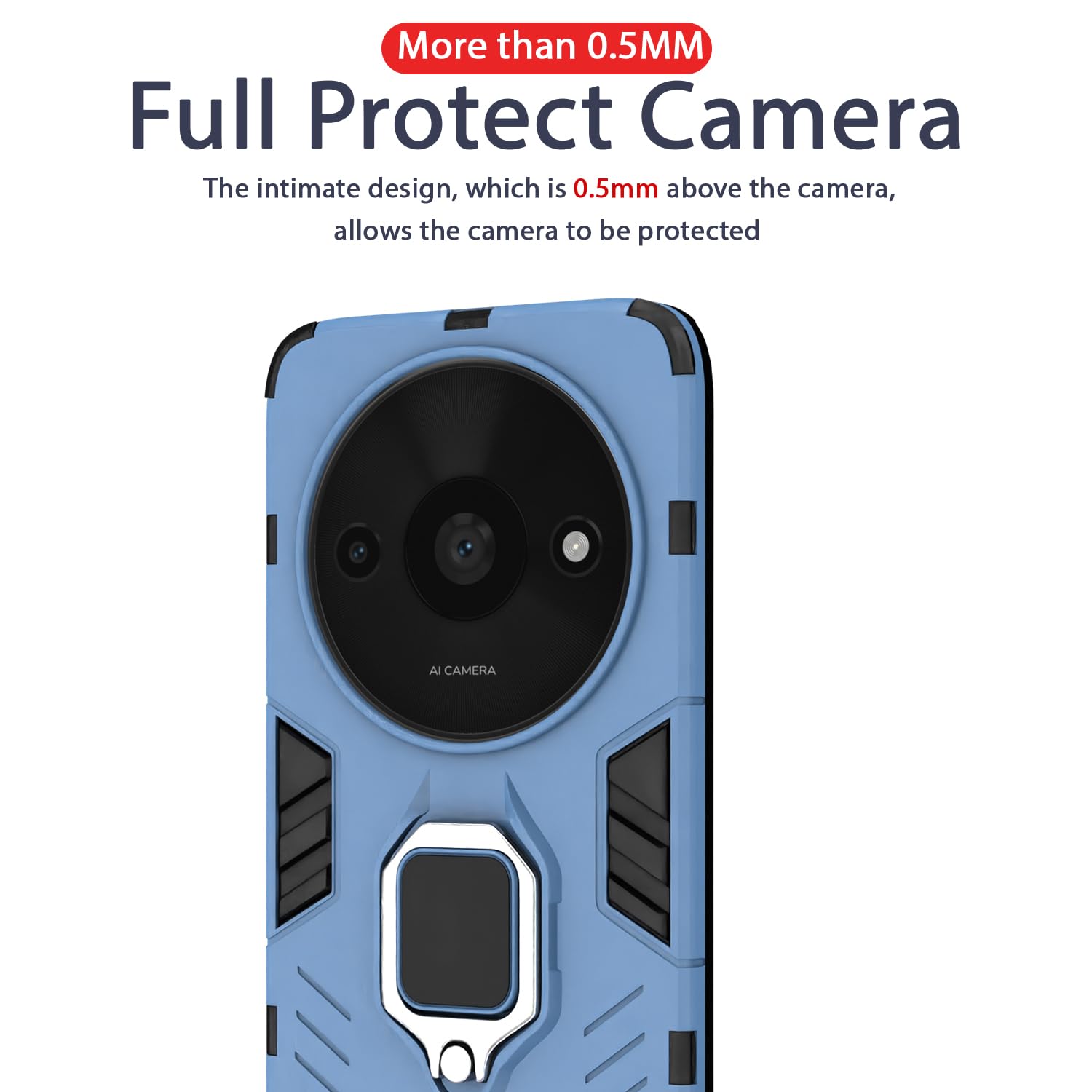 Aykiz Dual Layer Armor Defender Full Body Protective Back Case for Redmi A3X/A3 2024 Blue