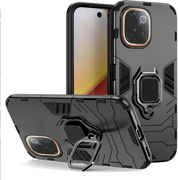 Aykiz Dual Layer Armor Defender Full Body Protective Back Case for iQOO Z9s Pro 5G / Vivo T3 Pro 5G Black