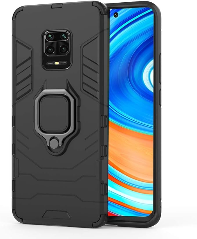 Aykiz Dual Layer Armor Defender Full Body Protective Back Case for Redmi Note 9 Pro/Note 9 Pro MaxBlack