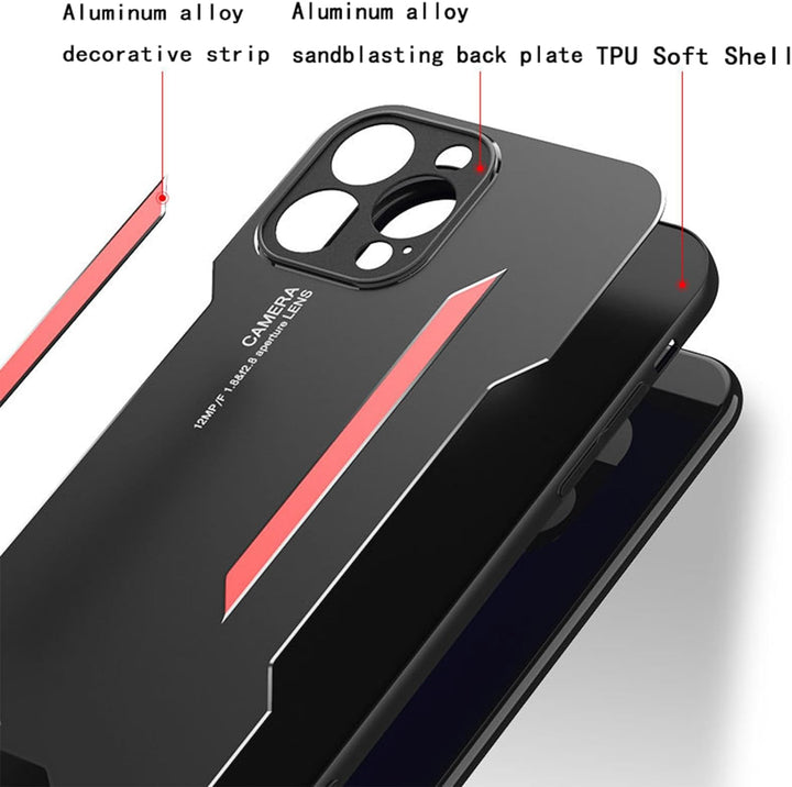 Slim and Protective Anti Scratch Metal Back Cover with Camera Hole Protective Soft TPU Bumper Phone Case