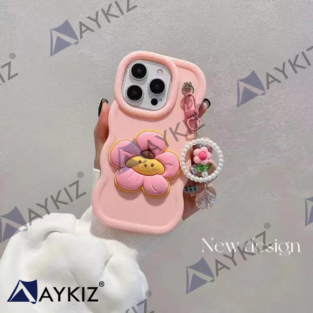 Creative Flower Design with Keychain Soft Case Protective Back Cover for Oppo Oppo A3 Pro 5G