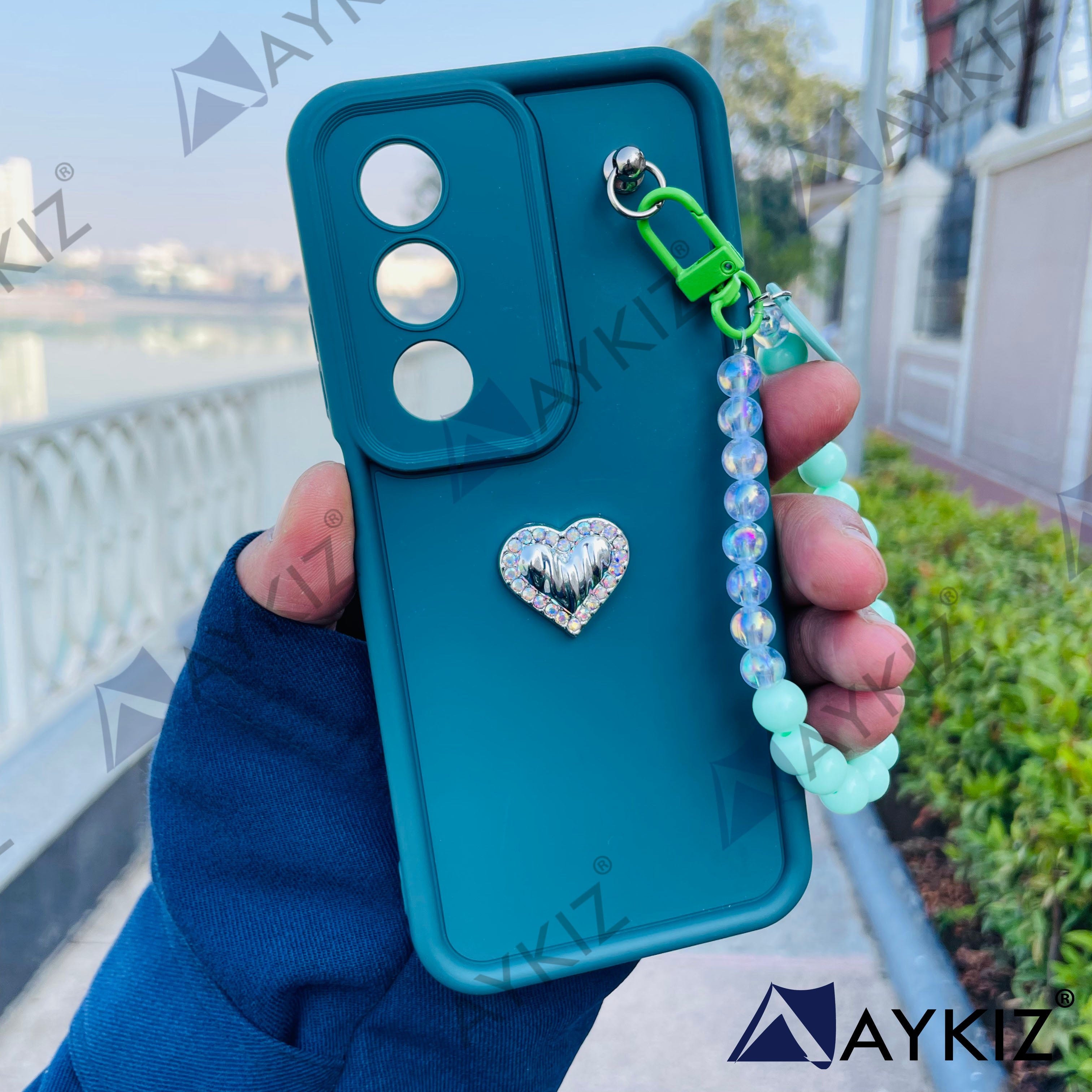 Decorative Heart Silicon Camera Protective Chain Case Back Cover for Xiaomi/Redmi