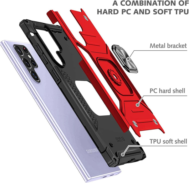 Military Grade Shockproof Phone Case With 360° Rotatable Stand Drop Protection Full Body