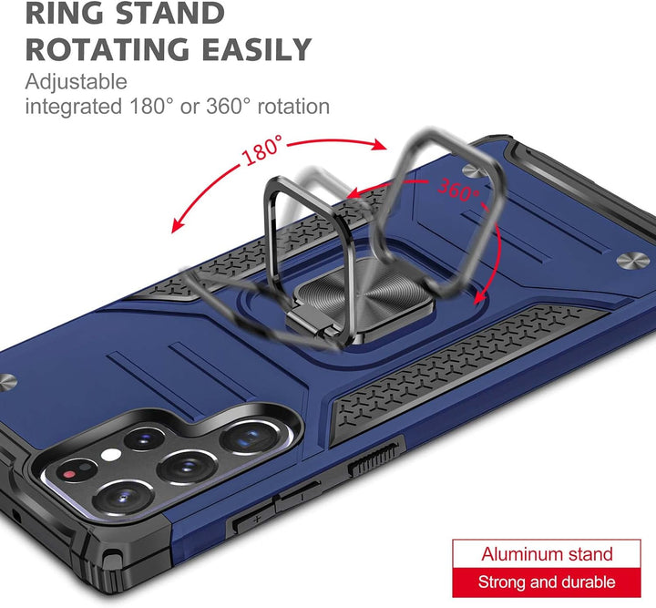 Military Grade Shockproof Phone Case With 360° Rotatable Stand Drop Protection Full Body