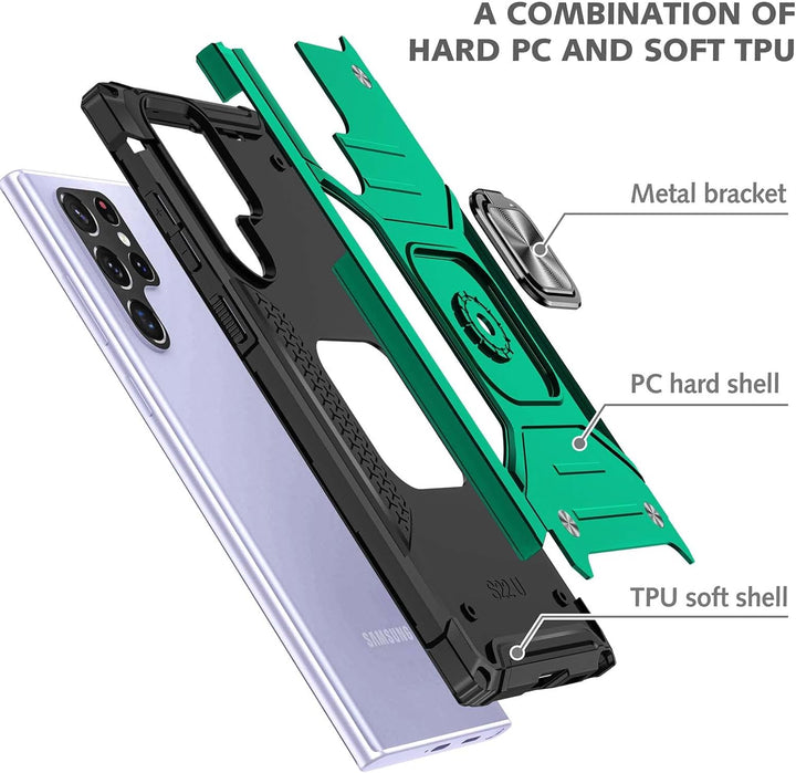 Military Grade Shockproof Phone Case With 360° Rotatable Stand Drop Protection Full Body