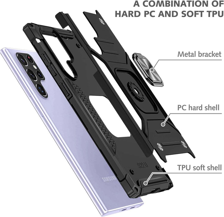 Military Grade Shockproof Phone Case With 360° Rotatable Stand Drop Protection Full Body