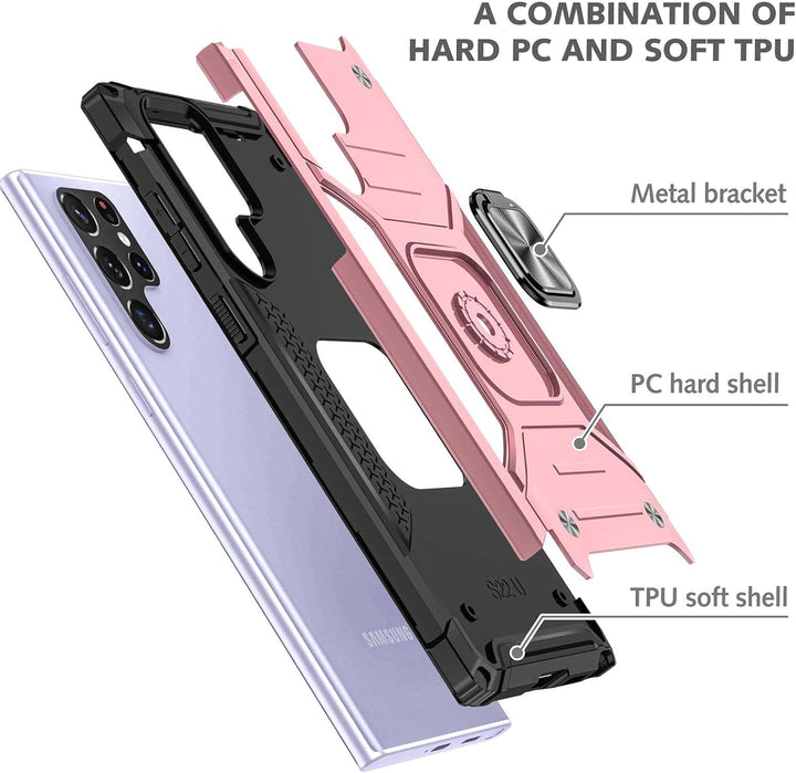 Military Grade Shockproof Phone Case With 360° Rotatable Stand Drop Protection Full Body