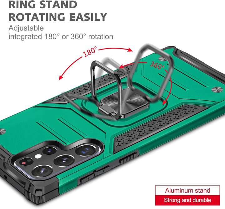 Military Grade Shockproof Phone Case With 360° Rotatable Stand Drop Protection Full Body